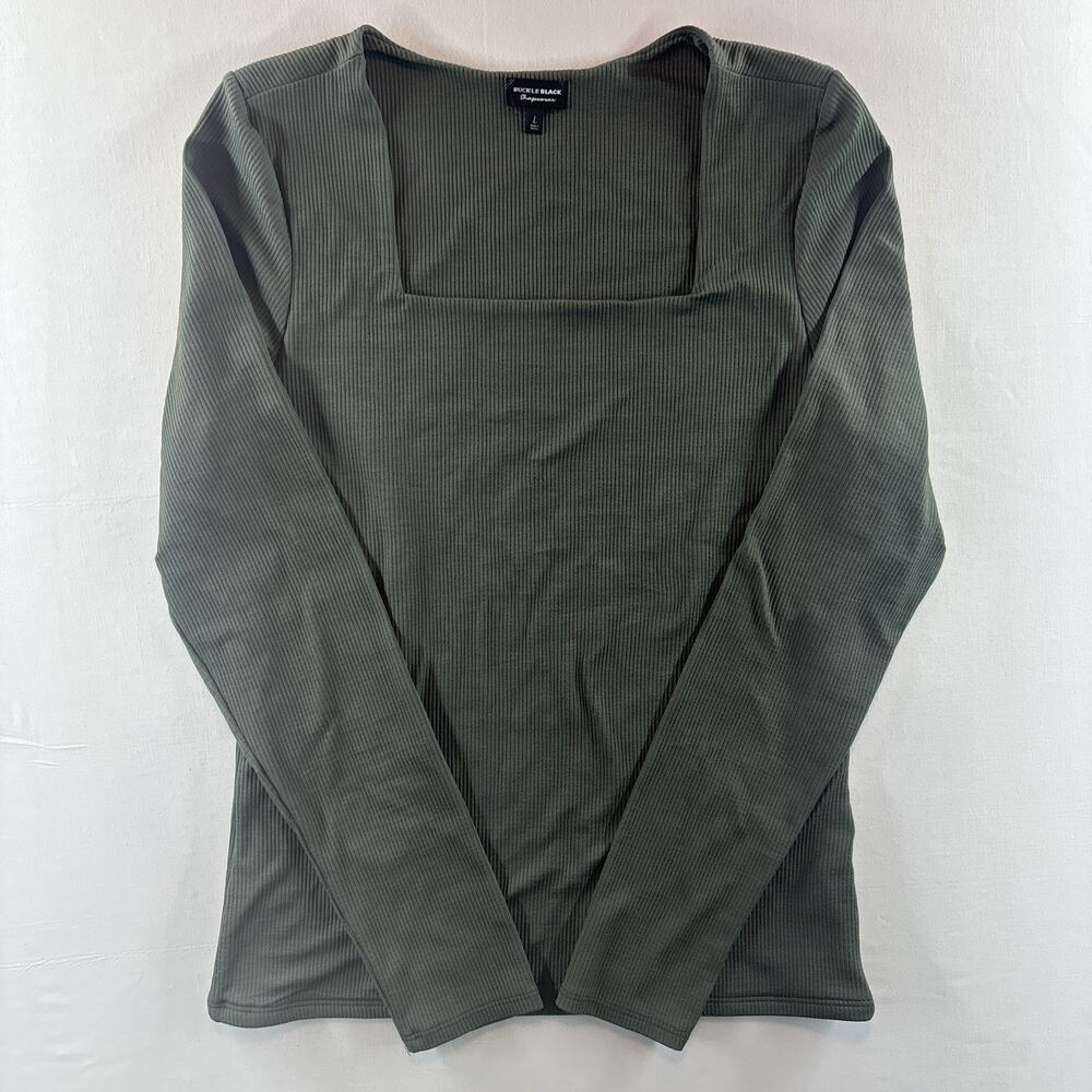 Buckle Black Sleepwear Pajama Top Women’s Long Sleeve Shirt Large Nylon Spandex